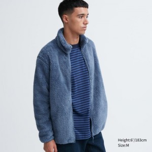 Vestes Uniqlo Fluffy Yarn Fleece Full-Zip Homme Bleu | 6552888