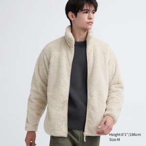 Vestes Uniqlo Fluffy Yarn Fleece Full-Zip Homme Blanche | 9535906