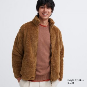 Vestes Uniqlo Fluffy Yarn Fleece Full-Zip Homme Marron | 6982578