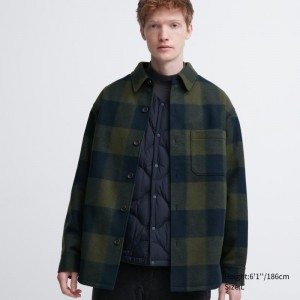 Vestes Uniqlo Overshirt Homme Vert Olive | 3578440
