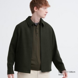 Vestes Uniqlo Single Collar Short Homme Vert | 7439229