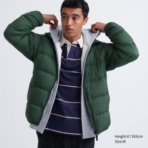 Vestes Uniqlo Ultra Light Down 3d Cut Wide Quilt Homme Vert | 8567956