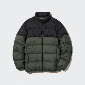Vestes Uniqlo Ultra Light Down 3d Cut Wide Quilt Color Block Homme Vert Olive | 3983159