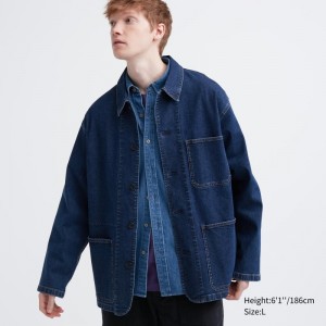 Vestes Uniqlo Utility Denim Homme Bleu | 608711
