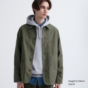Vestes Uniqlo Utility Homme Vert Olive | 4986930