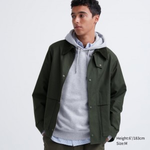 Vestes Uniqlo Utility Short Homme Vert Olive | 2025021