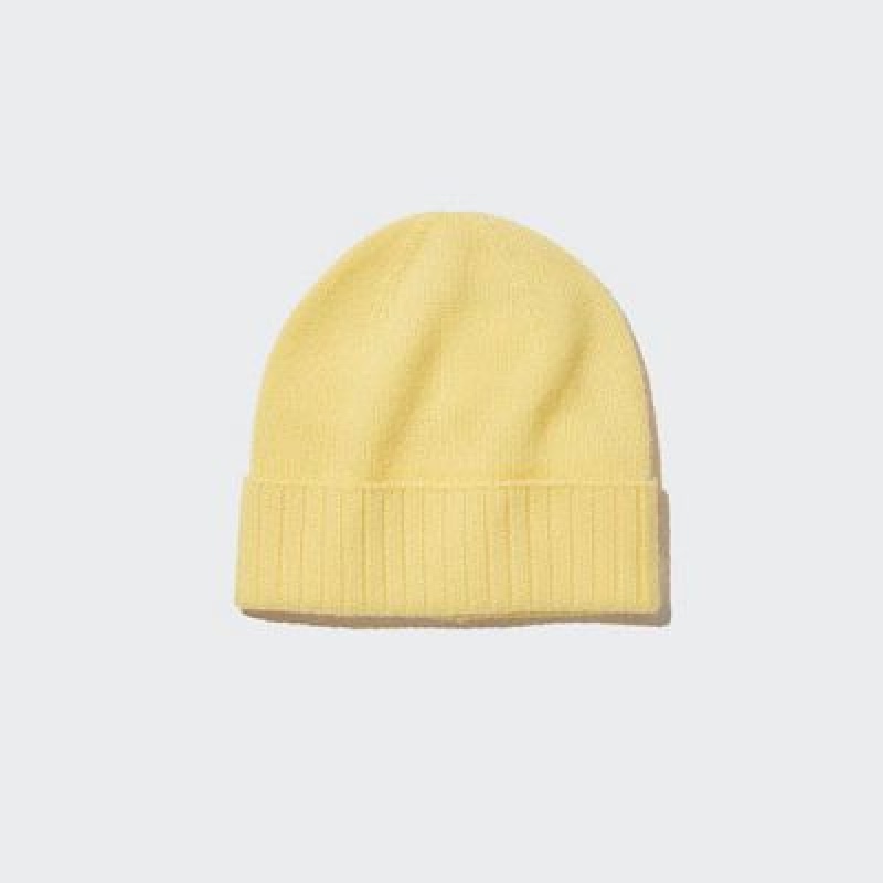 Bonnet Uniqlo Cashmere Knitted Femme Jaune | 9556536