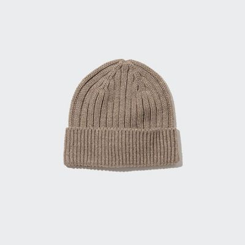 Bonnet Uniqlo HEATTECH Ribbed Femme Beige | 9875986