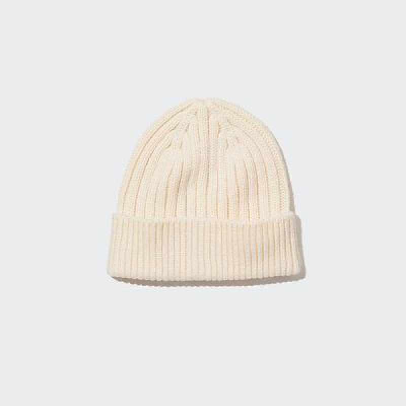 Bonnet Uniqlo HEATTECH Ribbed Femme Blanche | 448056
