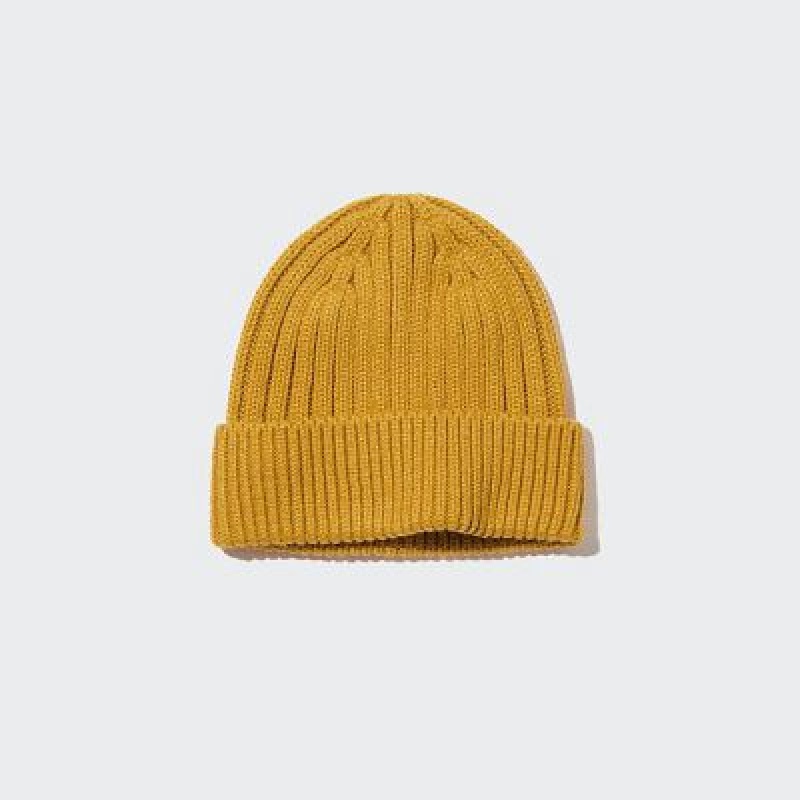 Bonnet Uniqlo HEATTECH Ribbed Femme Jaune | 6896144