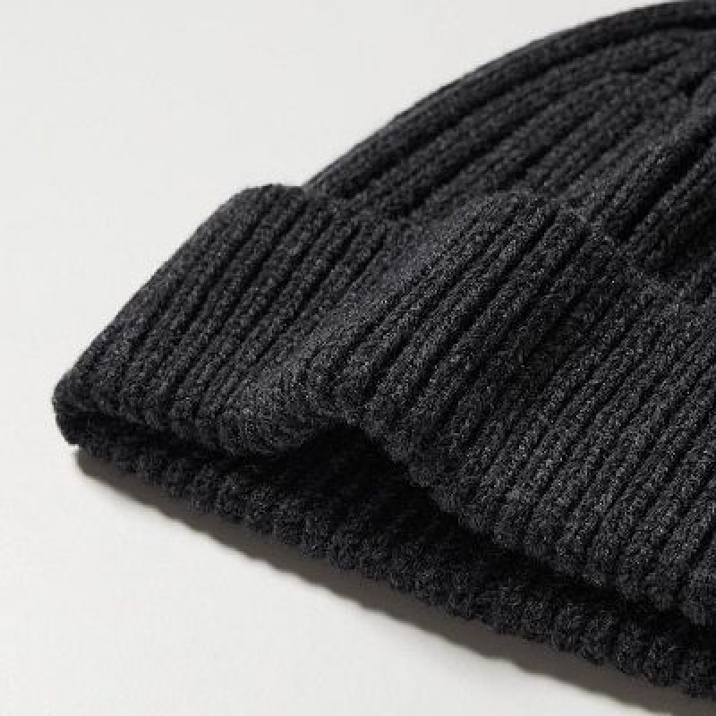 Bonnet Uniqlo HEATTECH Ribbed Femme Noir | 3586600