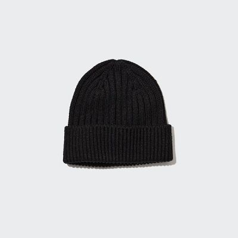 Bonnet Uniqlo HEATTECH Ribbed Femme Noir | 3586600