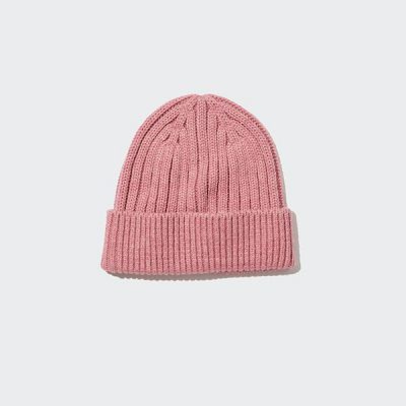 Bonnet Uniqlo HEATTECH Ribbed Femme Rose | 4779060