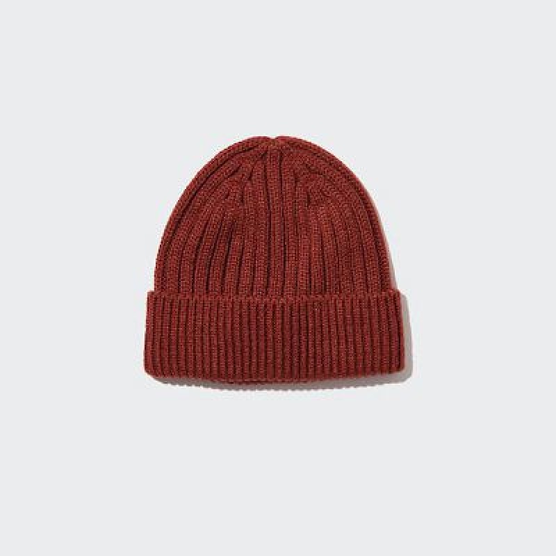 Bonnet Uniqlo HEATTECH Ribbed Femme Rouge | 2034518