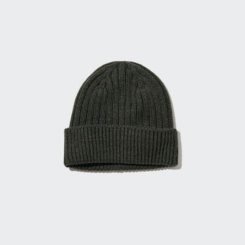 Bonnet Uniqlo HEATTECH Ribbed Femme Vert Olive | 1805629