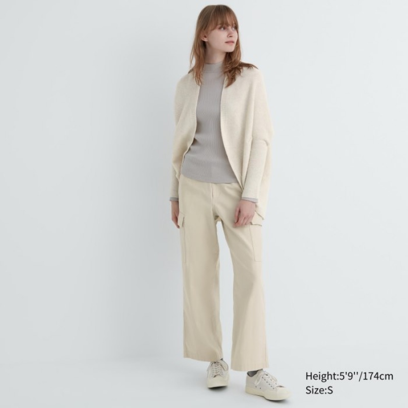 Cardigan Uniqlo 3D Knit Souffle Yarn Long-Sleeve Femme Blanche | 5188524