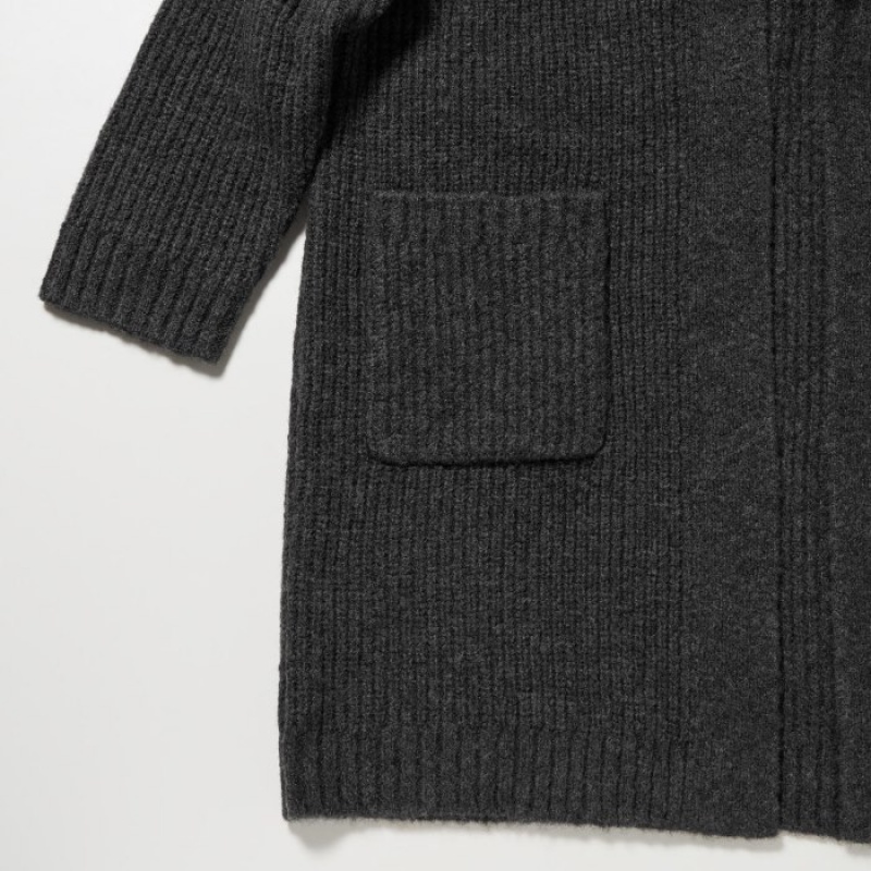Cardigan Uniqlo Knitted Long Femme Grise | 1758328
