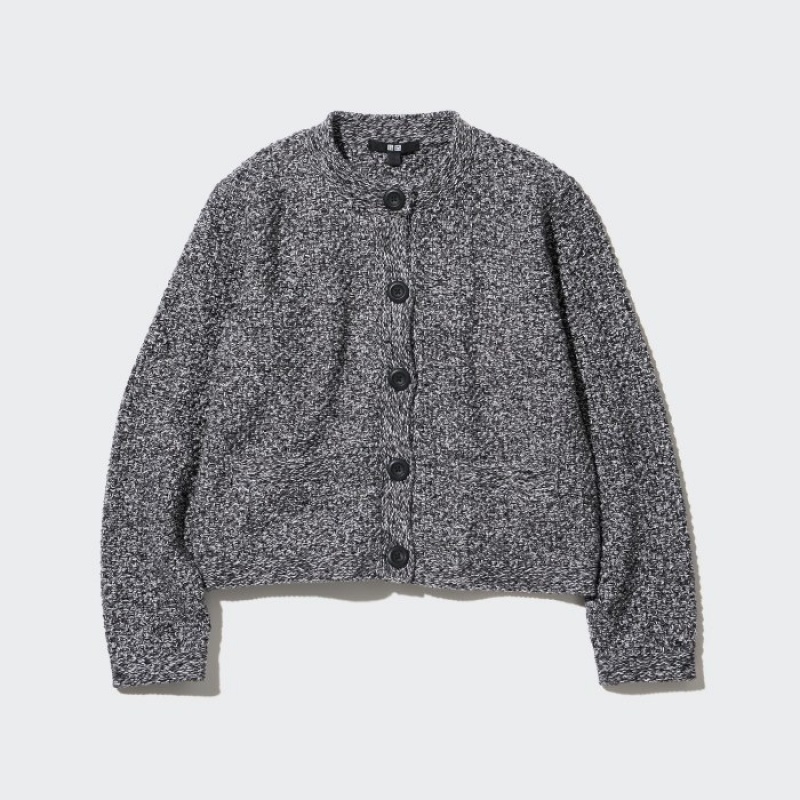 Cardigan Uniqlo Knitted Short Femme Grise | 3142983