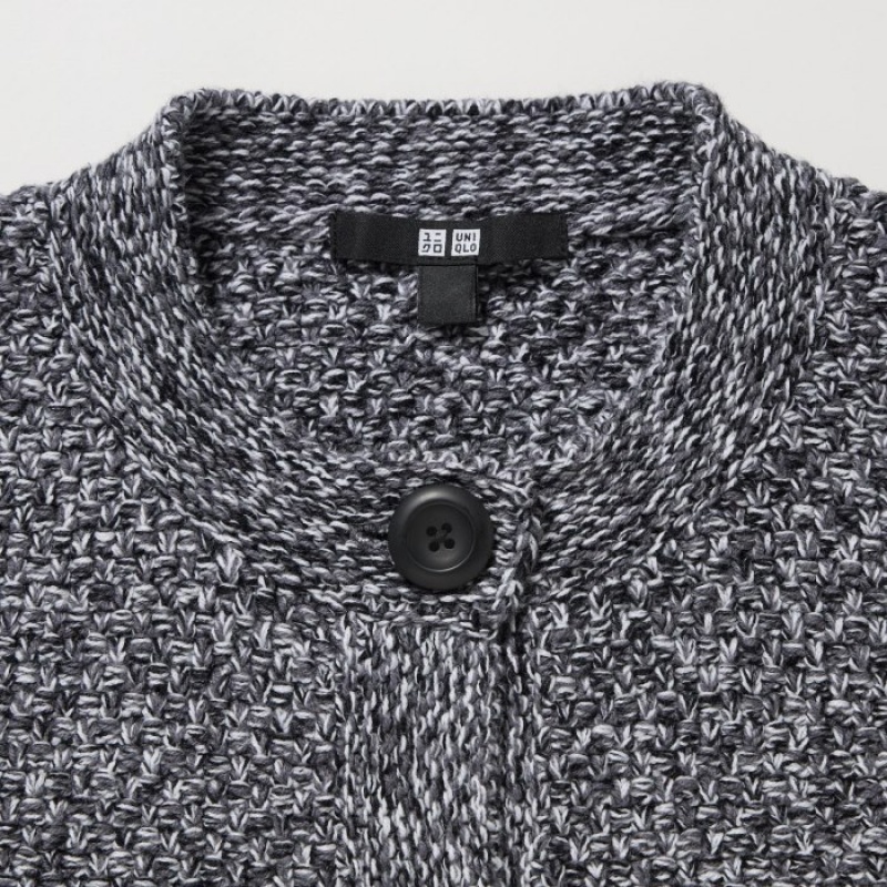 Cardigan Uniqlo Knitted Short Femme Grise | 3142983