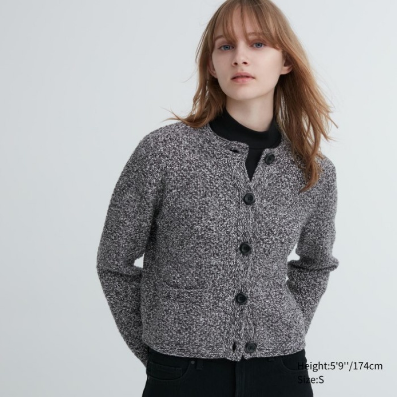 Cardigan Uniqlo Knitted Short Femme Grise | 3142983