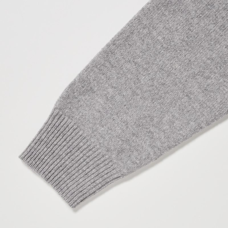 Cardigan Uniqlo Premium Lambswool V-neck Long-sleeve Homme Grise | 2864842