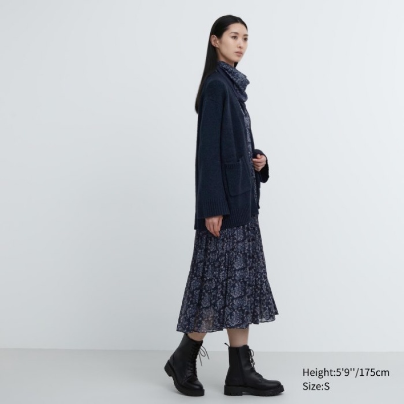 Cardigan Uniqlo Soft Knit V-Neck Flare Long-Sleeve Femme Jaune | 9601063