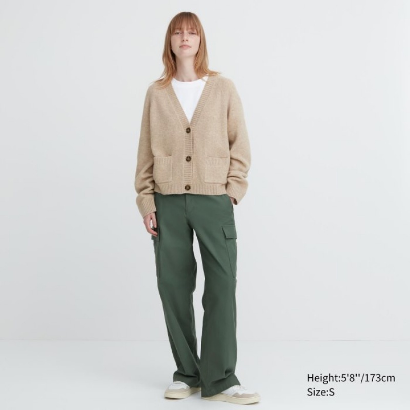 Cardigan Uniqlo Souffle Yarn Short Femme Beige | 402092