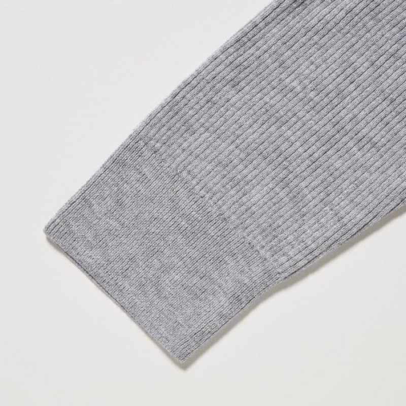 Cardigan Uniqlo Washable Knit Ribbed Long-Sleeve Femme Grise | 2964597