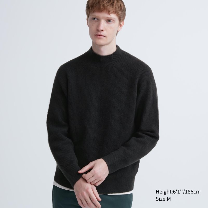 Chandails Uniqlo 3d Knit Souffle Yarn Mock Neck Homme Noir | 5694718