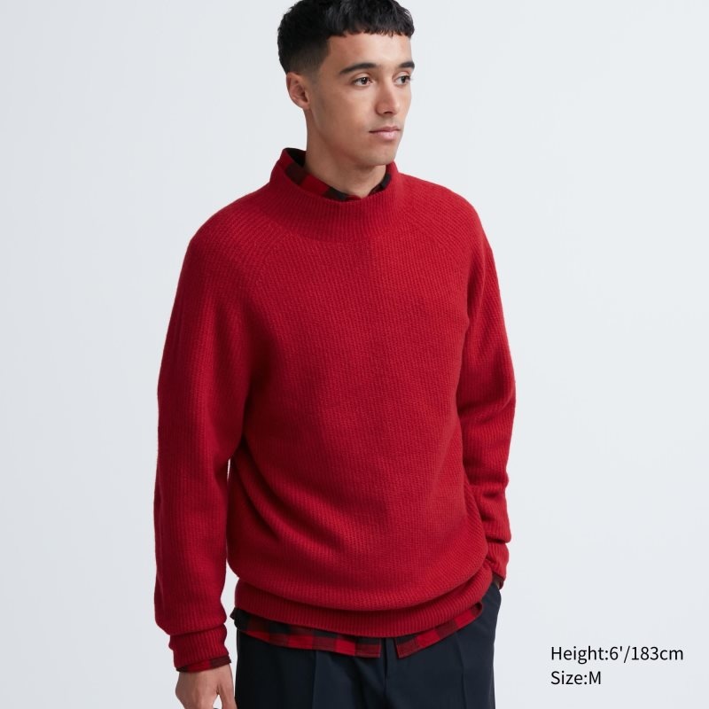 Chandails Uniqlo 3d Knit Souffle Yarn Mock Neck Homme Rouge | 7973778