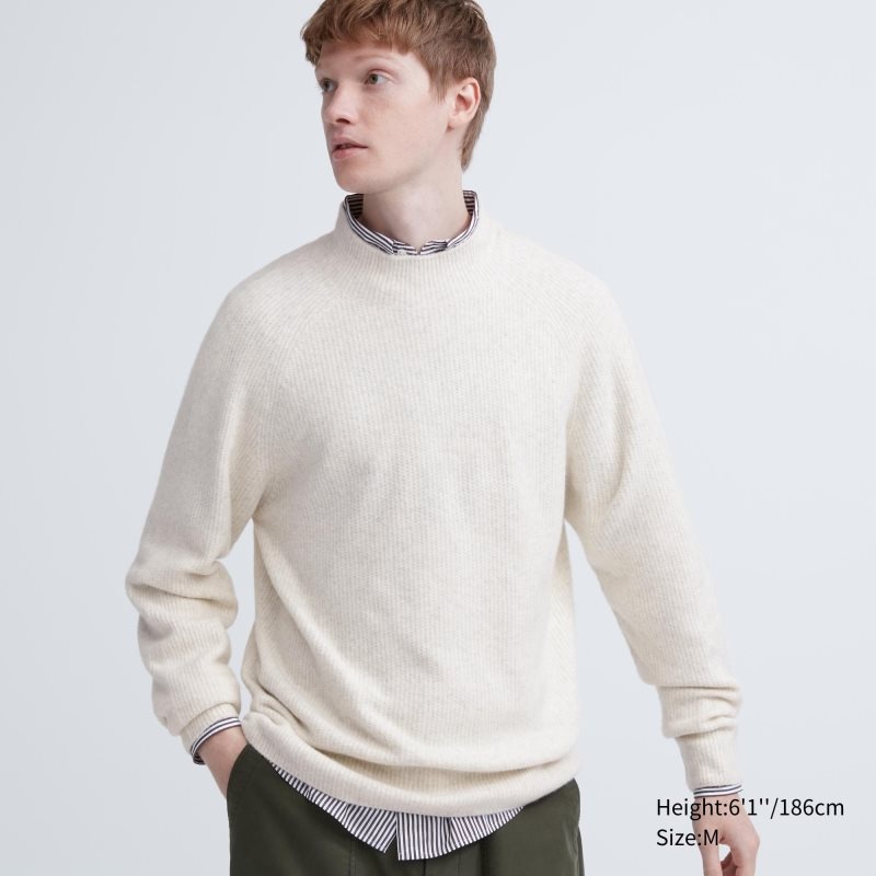 Chandails Uniqlo 3d Knit Souffle Yarn Mock Neck Homme Blanche | 8629054