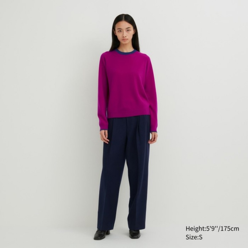 Chandails Uniqlo Cashmere Crew Neck Long-sleeve Femme Rose | 8040924