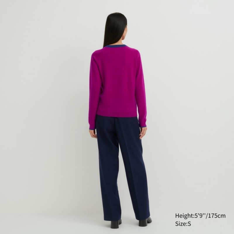 Chandails Uniqlo Cashmere Crew Neck Long-sleeve Femme Rose | 8040924