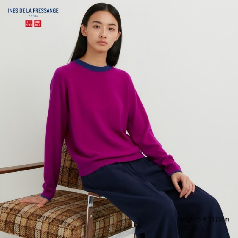 Chandails Uniqlo Cashmere Crew Neck Long-sleeve Femme Rose | 8040924