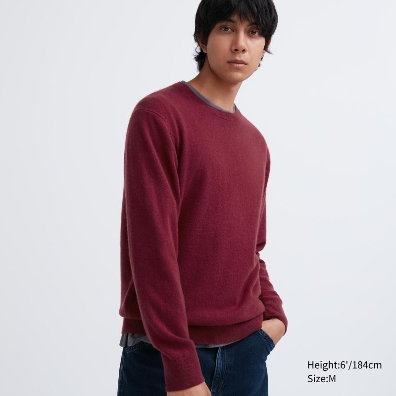 Chandails Uniqlo Cashmere Crew Neck Long-sleeve Homme Bordeaux | 6203399