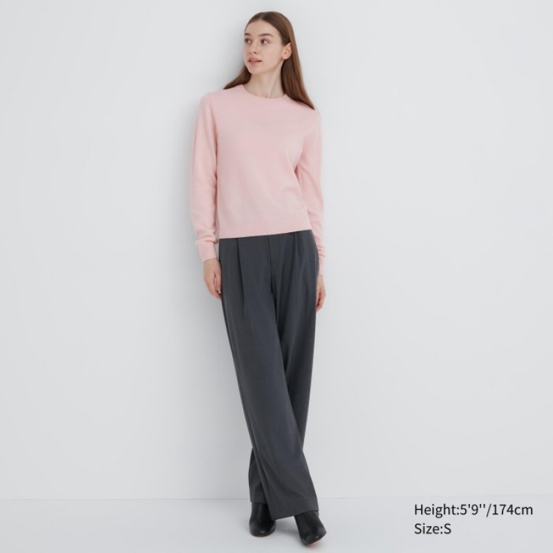 Chandails Uniqlo Cashmere Crew Neck Long-sleeve Femme Rose | 8150319
