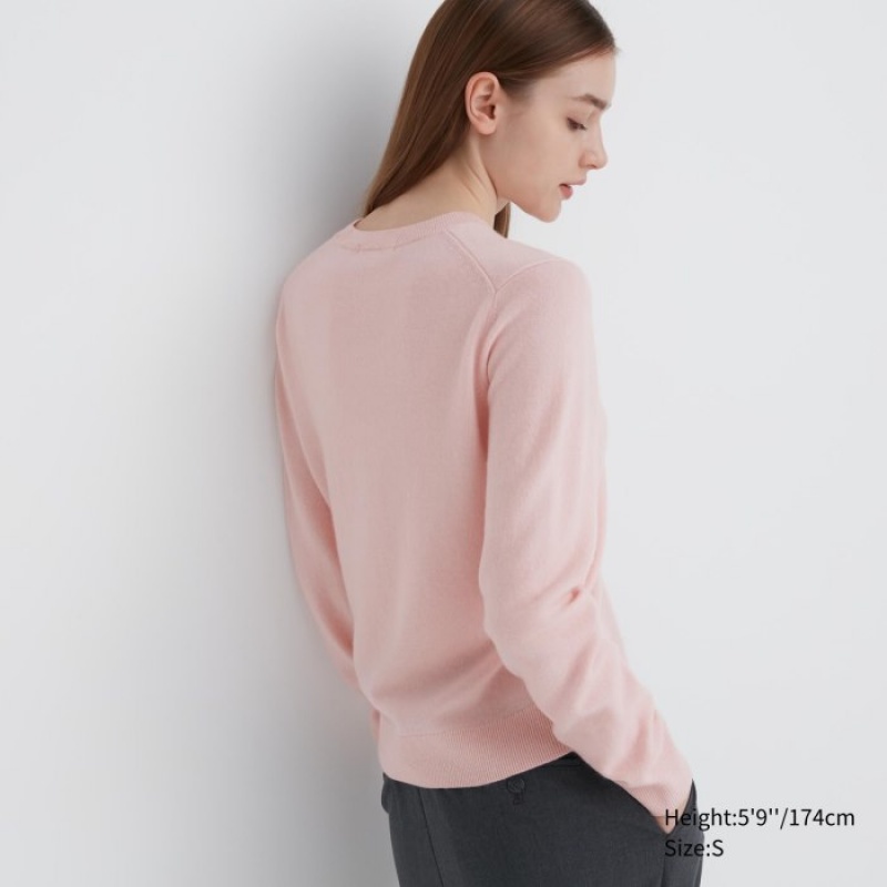 Chandails Uniqlo Cashmere Crew Neck Long-sleeve Femme Rose | 8150319