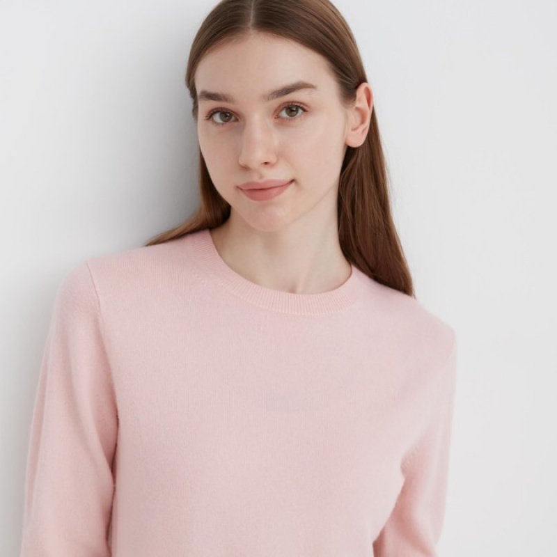 Chandails Uniqlo Cashmere Crew Neck Long-sleeve Femme Rose | 8150319