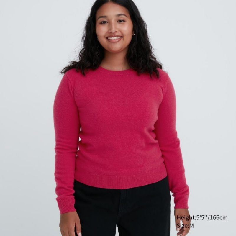 Chandails Uniqlo Cashmere Crew Neck Long-sleeve Femme Rose | 8150319