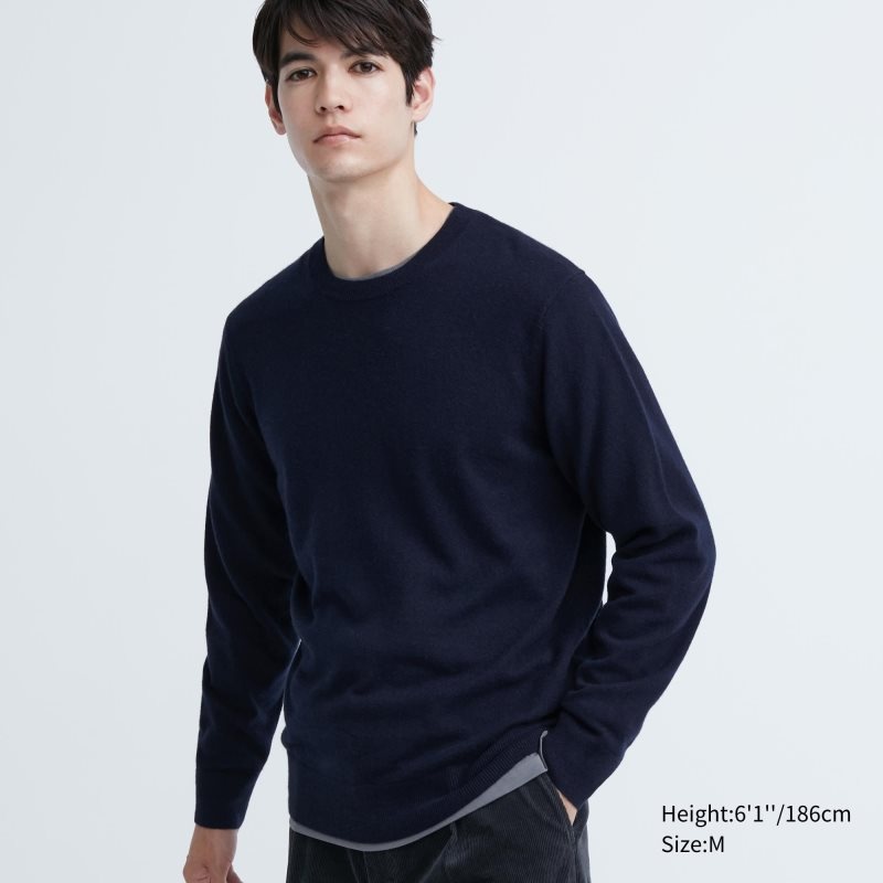 Chandails Uniqlo Cashmere Crew Neck Long-sleeve Homme Bleu Marine | 1882050