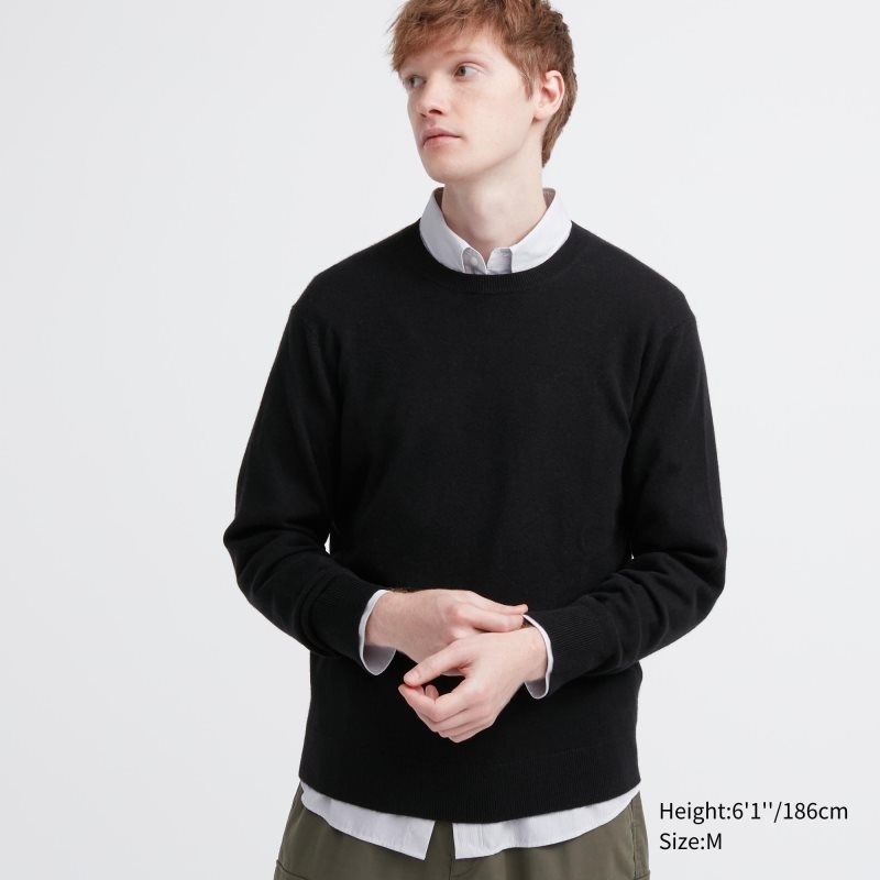 Chandails Uniqlo Cashmere Crew Neck Long-sleeve Homme Noir | 9359533