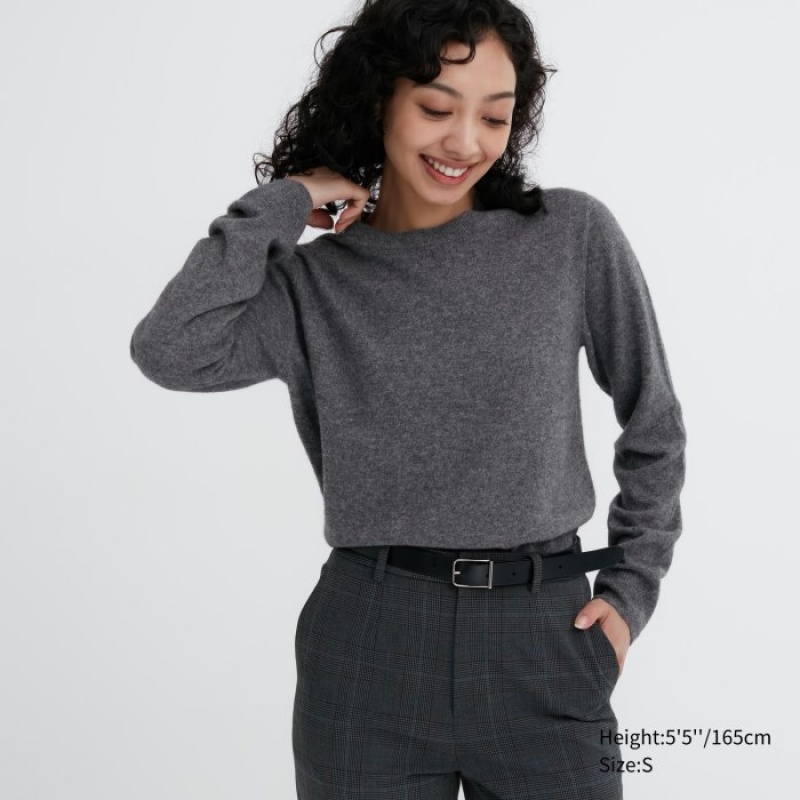 Chandails Uniqlo Cashmere Crew Neck Long-sleeve Femme Grise | 9184248