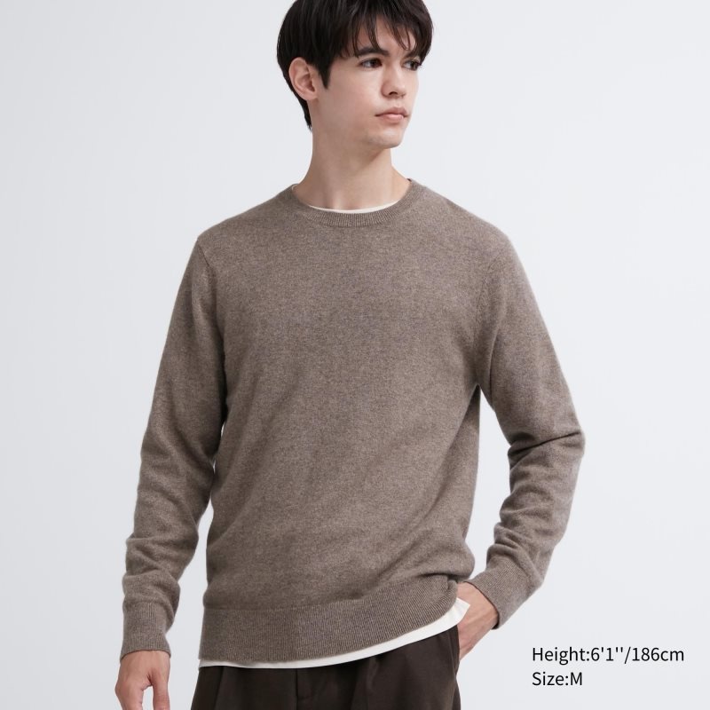 Chandails Uniqlo Cashmere Crew Neck Long-sleeve Homme Marron | 7244952