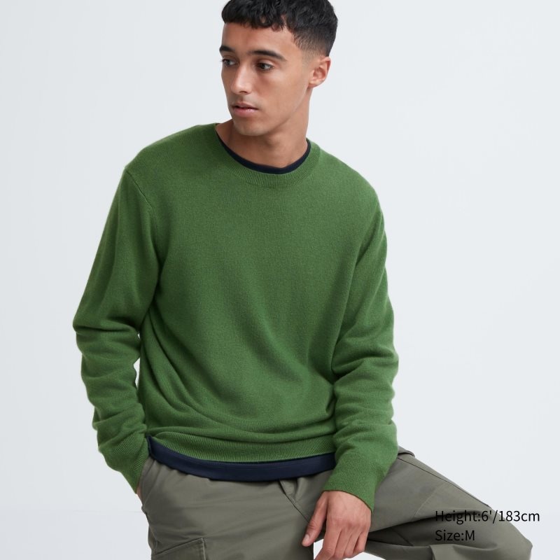 Chandails Uniqlo Cashmere Crew Neck Long-sleeve Homme Vert | 9227751