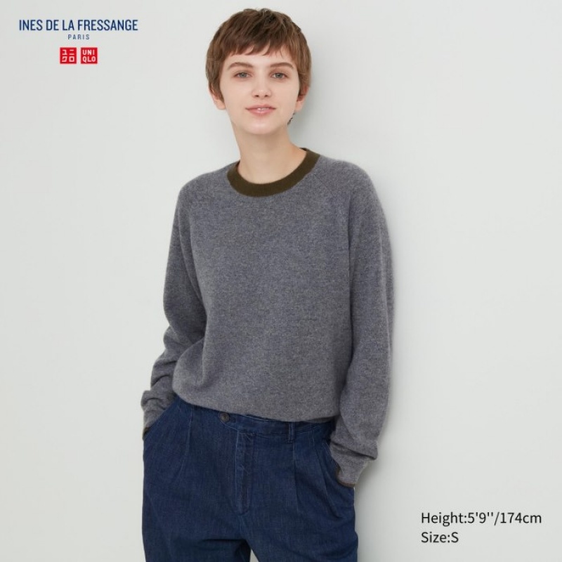 Chandails Uniqlo Cashmere Crew Neck Long-sleeve Femme Grise | 5227864