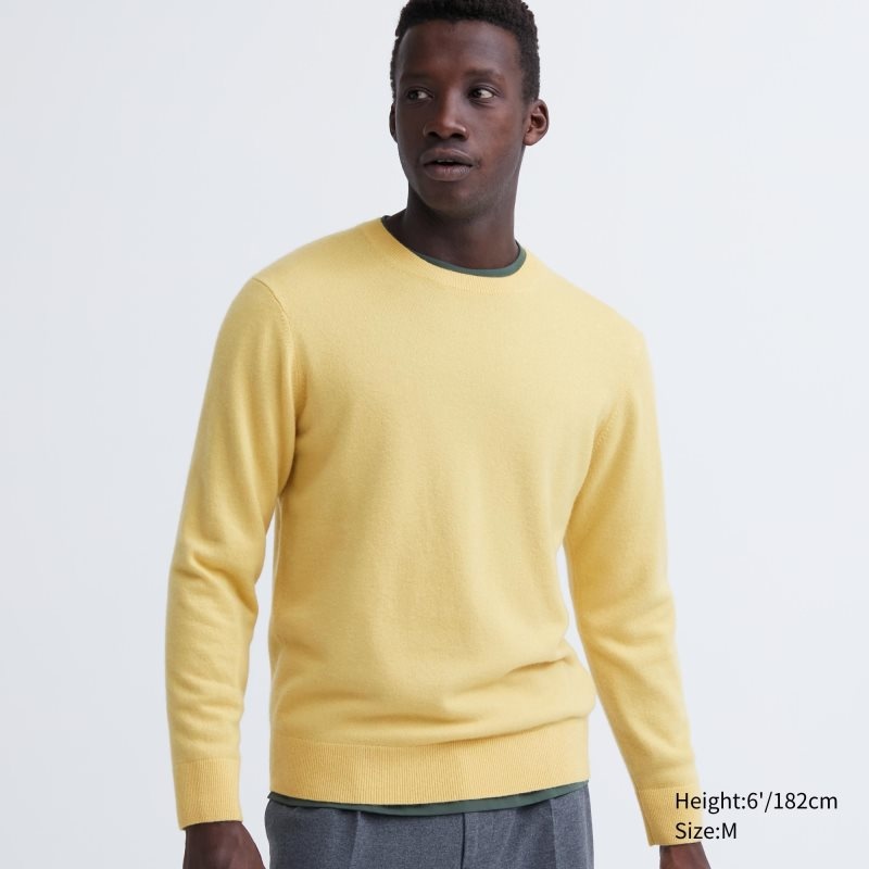 Chandails Uniqlo Cashmere Crew Neck Long-sleeve Homme Jaune | 7645032