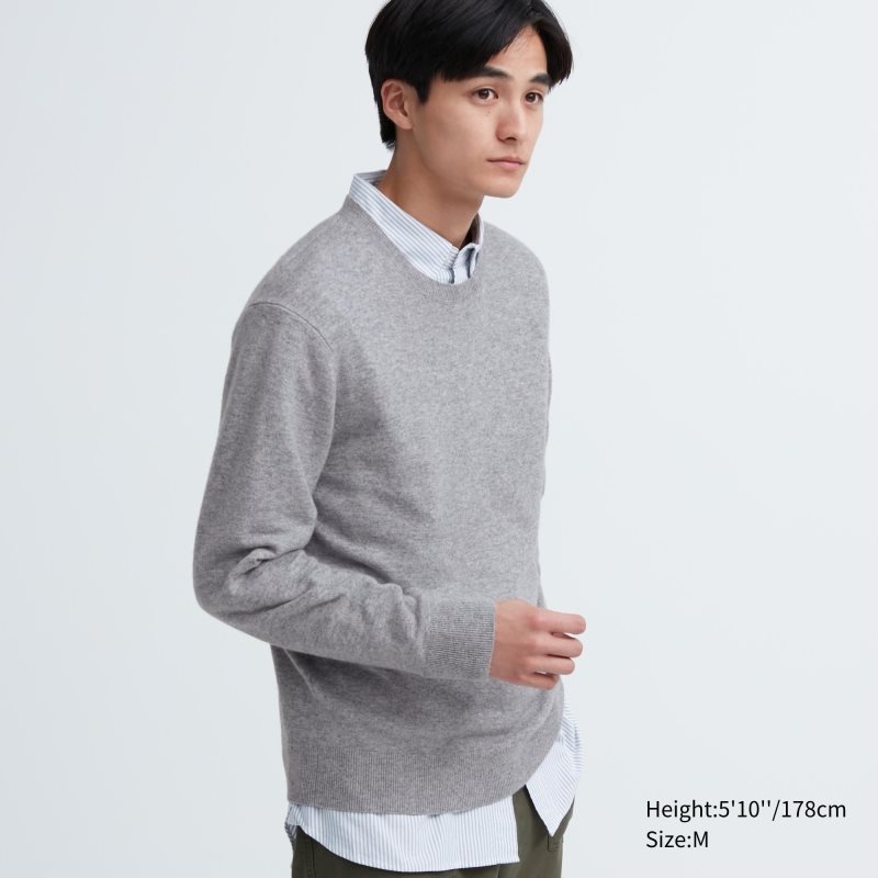 Chandails Uniqlo Cashmere Crew Neck Long-sleeve Homme Grise | 875926
