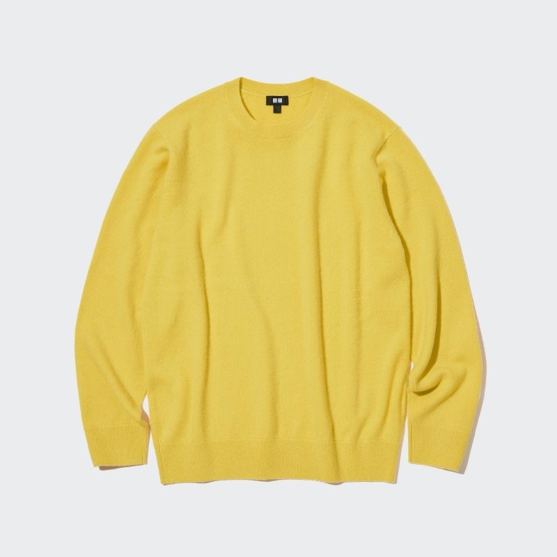 Chandails Uniqlo Cashmere Crew Neck Long-sleeve Homme Jaune | 4425230