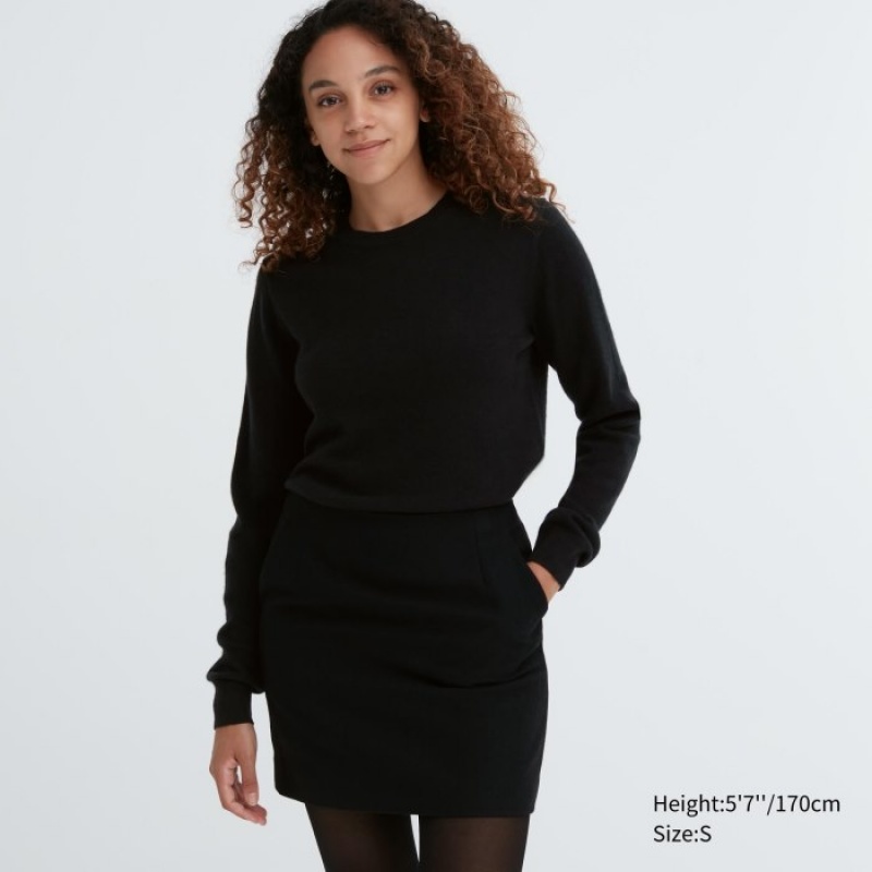 Chandails Uniqlo Cashmere Crew Neck Long-sleeve Femme Noir | 3628834