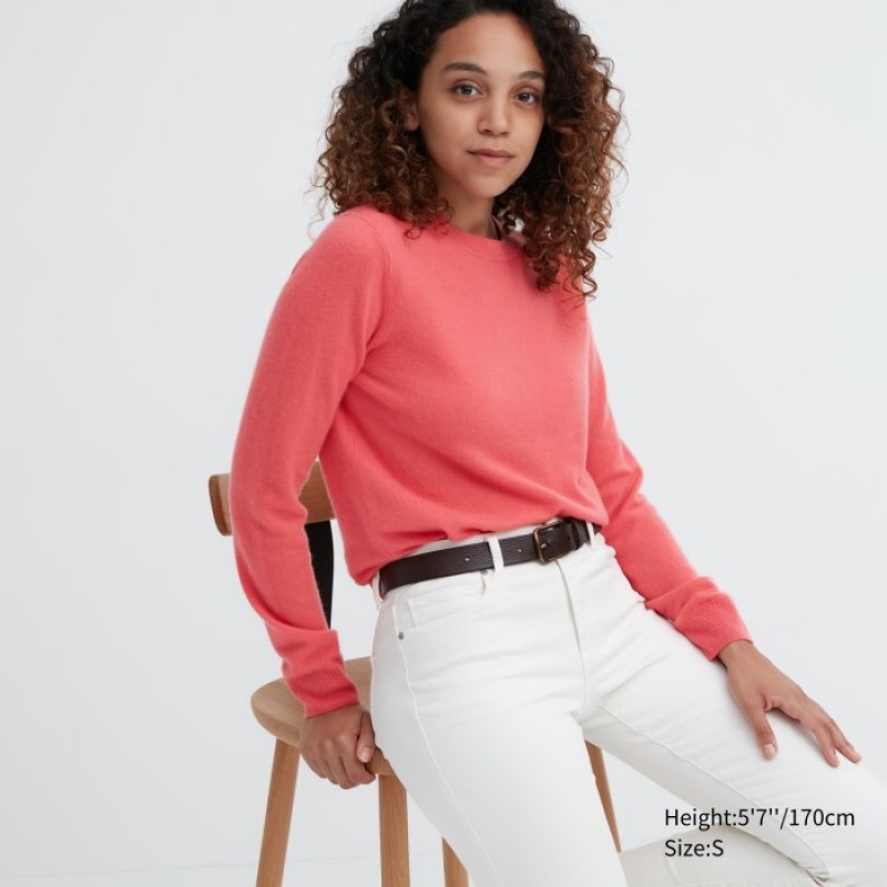Chandails Uniqlo Cashmere Crew Neck Long-sleeve Femme Rose | 1959608